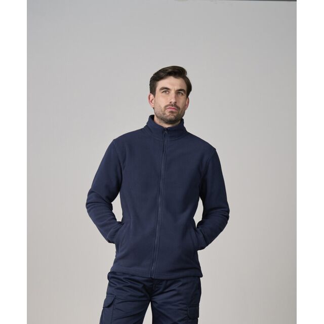 Navy full-zip work fleece for electricians, available with an embroidered logo