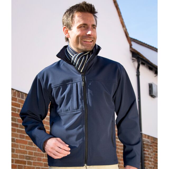 Navy Result softshell jacket for electricians working between the van and the job