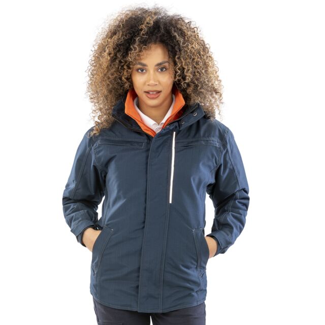 Navy Result Work-Guard rugged jacket for mechanics doing recovery and mobile work