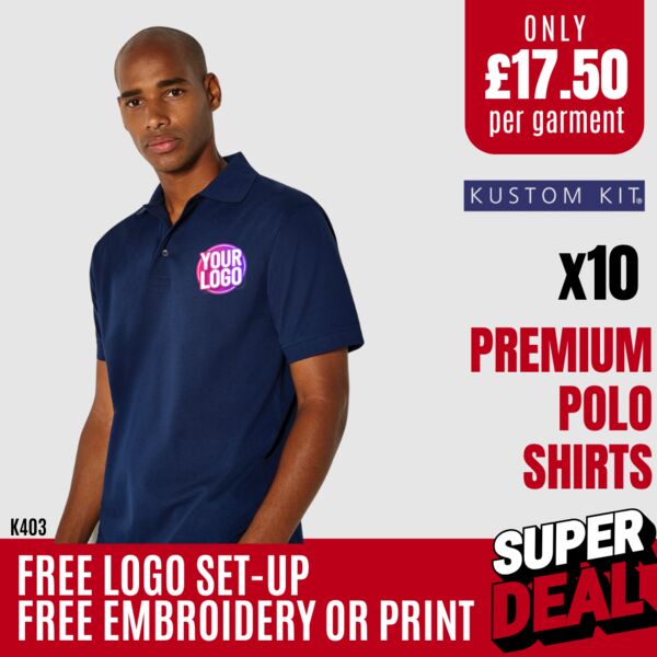 10 Premium Polo Shirts for £175+VAT Deal Thumbnail